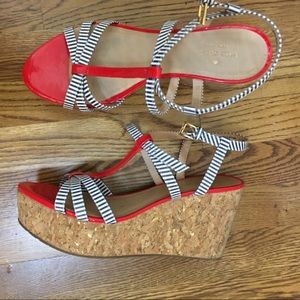 Kate Spade New York Tropez Wedge Red Blue 10